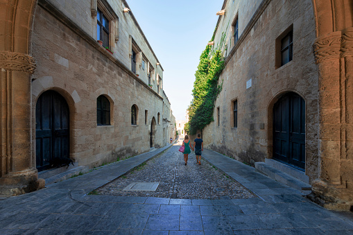 Street of the Knights in the historic old town of Rhodes, Greece August 6, 2016