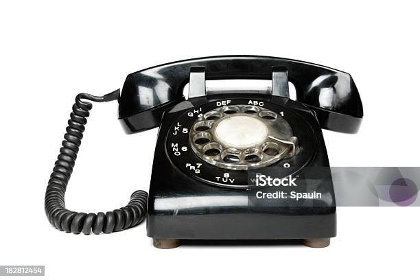 A Black Vintage Rotary Dial Telephone Stock Photo - Download Image Now - Telephone, Old, Rotary Phone