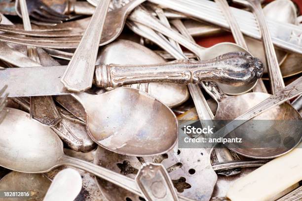 Antique Silverware Stock Photo - Download Image Now - Antique, Color Image, Dirty