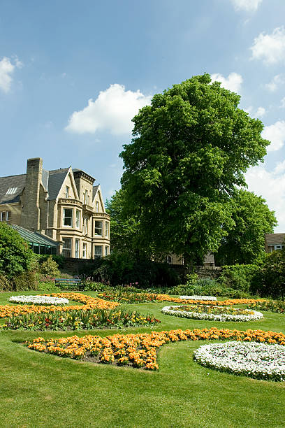 istock House with ornamental garden 182813329