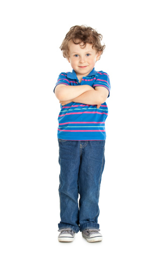 small boy isolated on white