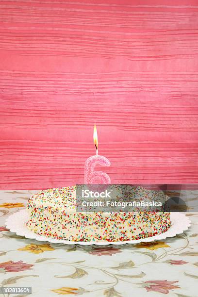 Her Sixth Birthday Stock Photo - Download Image Now - Birthday, Birthday Cake, Birthday Candle