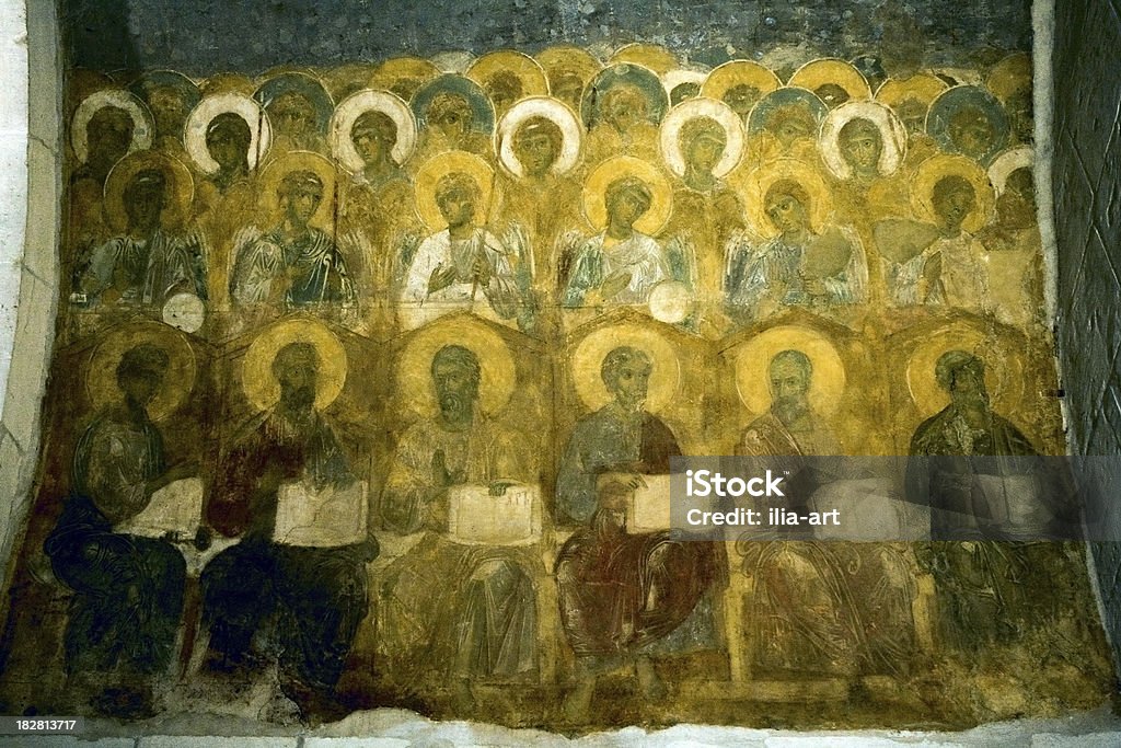 Last Judgement. Southern wall Cathedral of St. Demetrius, unique monument of Old Russian architecture. Religious Icon Stock Photo