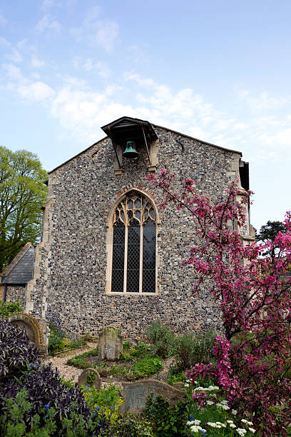 istock Church bell and spring garden 182813773