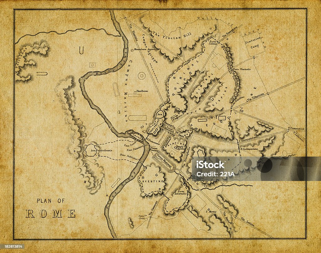 Acient Rome Layout Antique Plan Of Ancient Rome Stock Illustration - Download Image Now ...