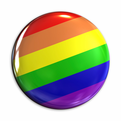 Rainbow pin isolated on white.