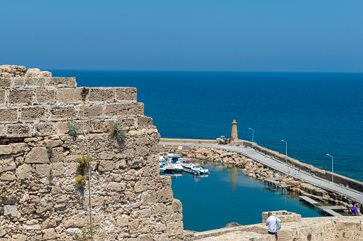 Kyrenia old harbour and castle view in Northern Cyprus. Kyrenia is populer tourist destination in Northern Cyprus. June 17, 2014