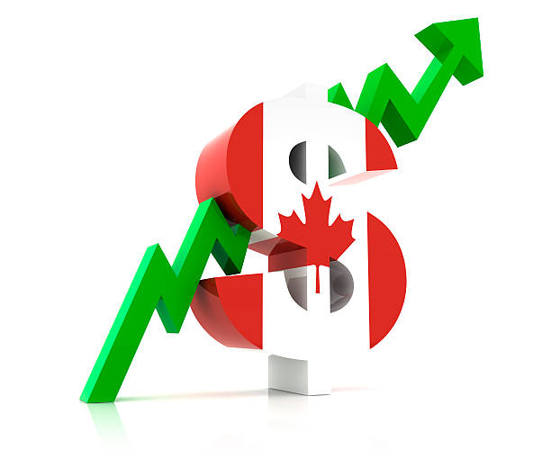 dólar canadense mercado - canada investment dollar canadian flag - fotografias e filmes do acervo