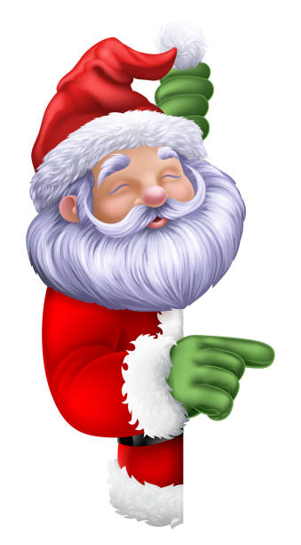 istock Cartoon Santa Claus Father Christmas Peeking Sign 1828156525