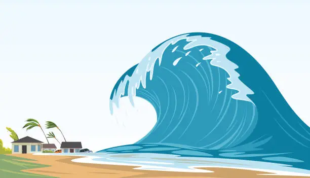 Vector illustration of Tsunami waves