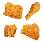 Fried Chicken Isolated Collection Assortment