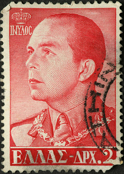 istock Greek king on old postage stamp 182816341
