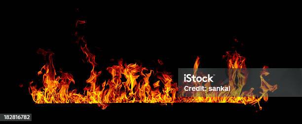 Flame Isolated On Black Stock Photo - Download Image Now - Bonfire, Black Background, Black Color