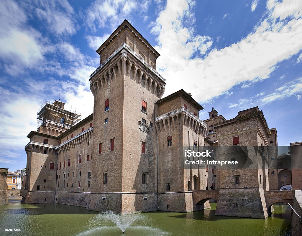 Castle Estense Medieval moated castle with water Este dynasty in Ferrara in Italy Ferrara Stock Photo