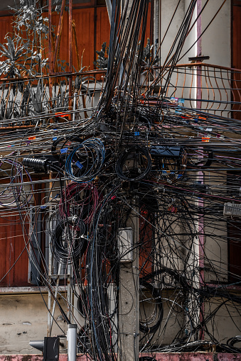 Chaotic electric wires. Bangkok, Thailand.