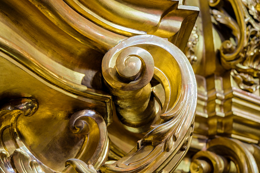 Close-up of a gilded wood carving as found in Austrian baroque churches.