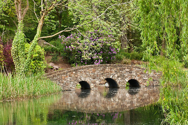 istock Water Garden and Stone Arch Bridge 182817834