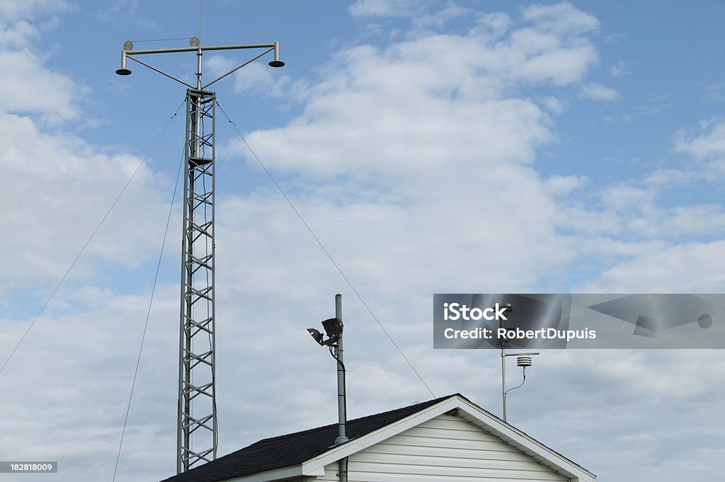 weather station weather station on blue sky Anemometer Stock Photo