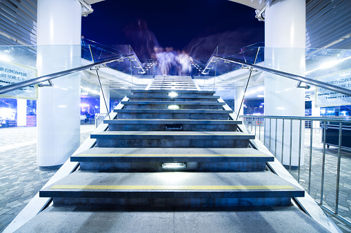 Illuminated Staircase, night shot.