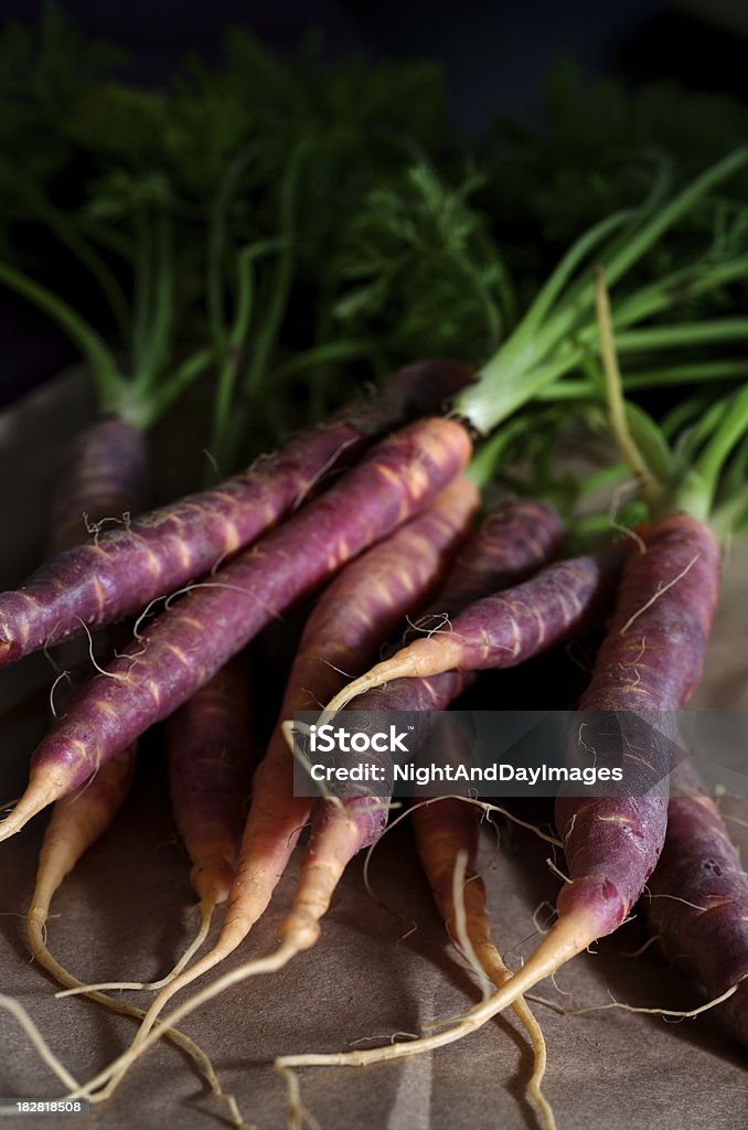 Púrpura Heirloom zanahorias - Foto de stock de Púrpura libre de derechos