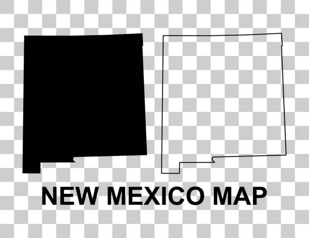 satz von new mexico karte, vereinigte staaten von amerika. flache konzeptvektorillustration - outline mexico flat world map stock-grafiken, -clipart, -cartoons und -symbole