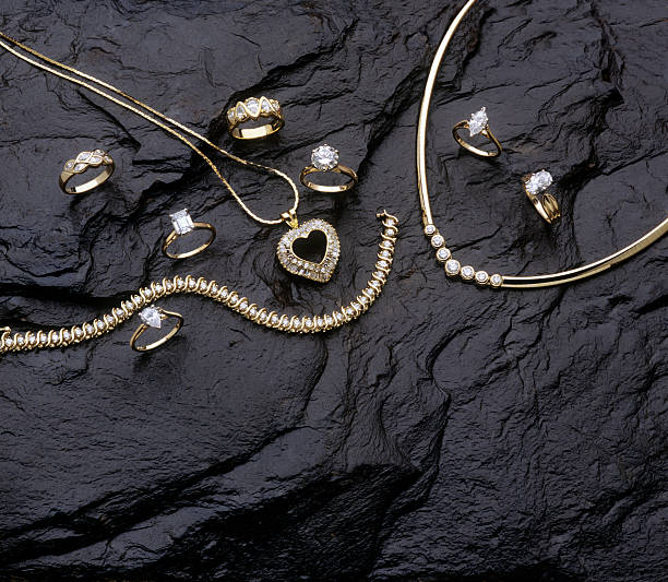 diamentów i złota biżuteria na klaps - necklace jewelry heart shape gold zdjęcia i obrazy z banku zdjęć