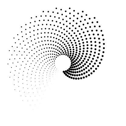 Circular pattern of dots fading using size. Please watch from distance to get full effect.