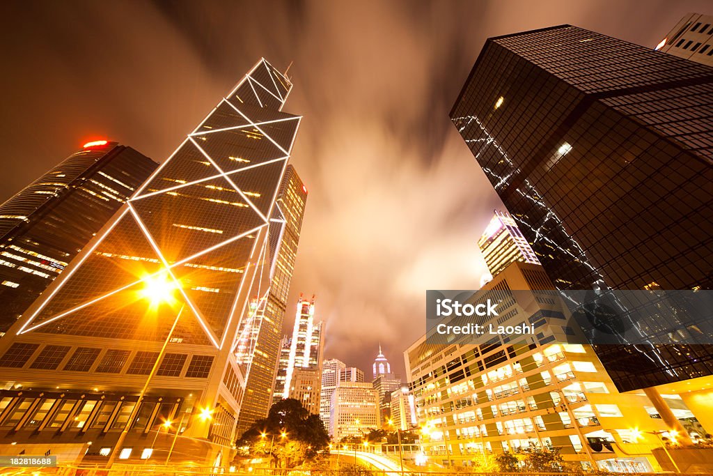 Hong Kong bei Nacht - Lizenzfrei Abenddämmerung Stock-Foto