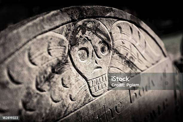 Skull Headstone Stock Photo - Download Image Now - Boston - Massachusetts, Buried, Celebration Event
