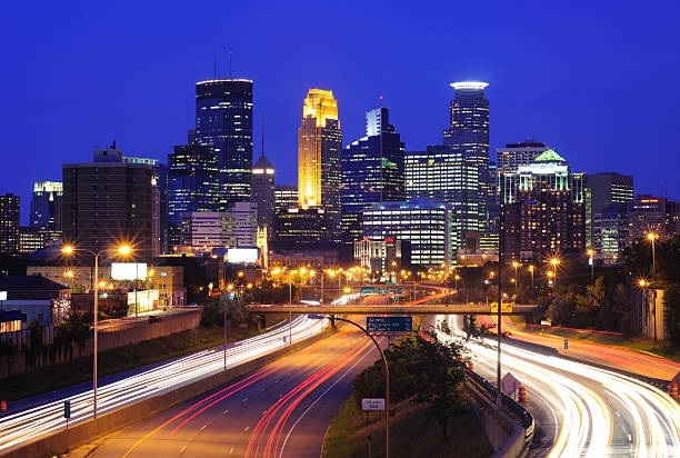 Minneapolis Skyline Minneapolis Skyline at dusk. minneapolis stock pictures, royalty-free photos & images