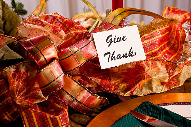 istock Thanksgiving table setting with card and centerpiece 182819645