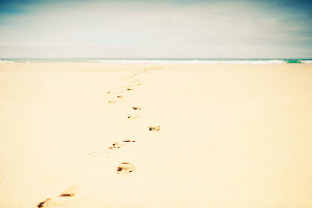 istock High key foot prints at the beach 182820185
