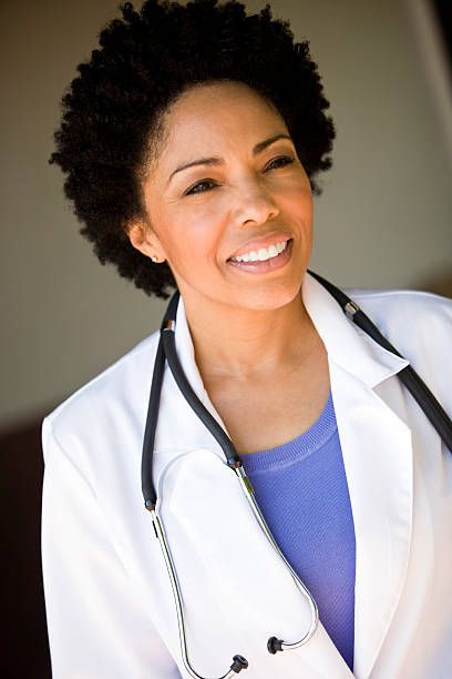 istock African-American female doctor with stethoscope 182820270