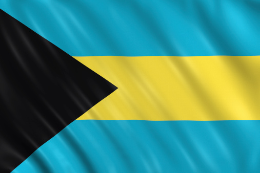 Flag of bahamas waving with highly detailed textile texture pattern
