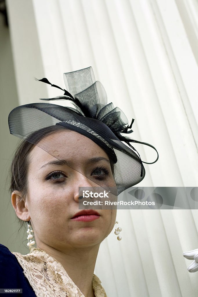 Grieving widow A greiveing widow with very sad look and smered eye liner from tears. Adult Stock Photo