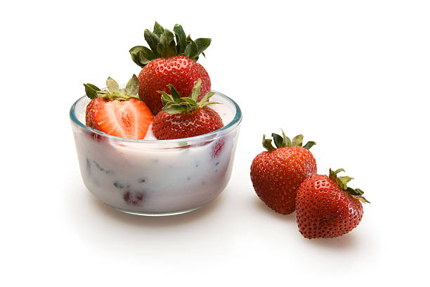 istock Strawberries & cream isolated 182821343