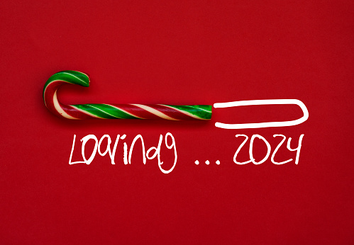 Christmas loading with candy cane on red background