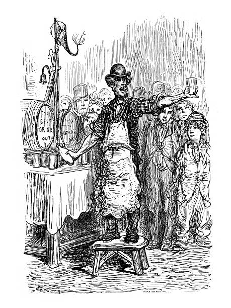 ilustrações de stock, clip art, desenhos animados e ícones de victorian londres-- homem de cerveja - bar bar counter pub beer
