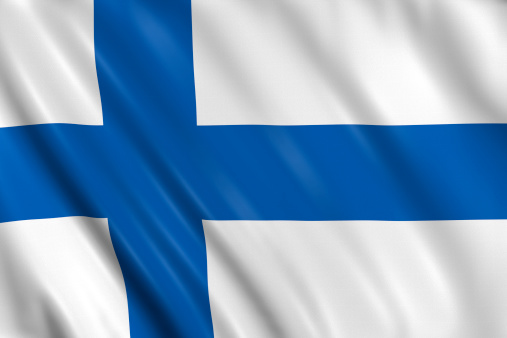Flag of finland waving with highly detailed textile texture pattern