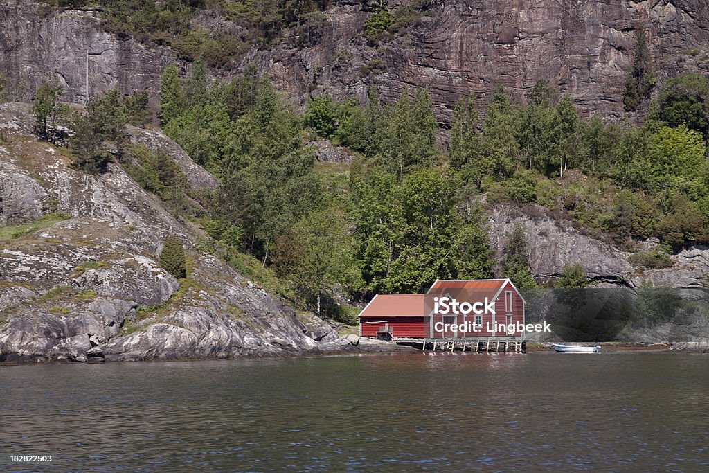 Rorbu in Osterfjord Bergen, Norvegia - Foto stock royalty-free di Abitacolo