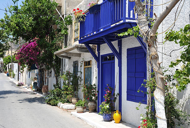 istock Typical street scene in Mirtos, Crete, Greece 182823176