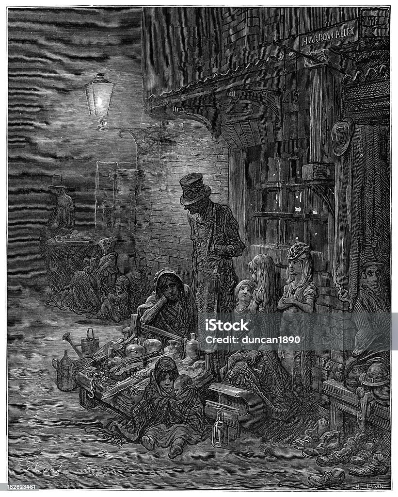 Victorian London Houndsditch - Lizenzfrei London - England Stock-Illustration