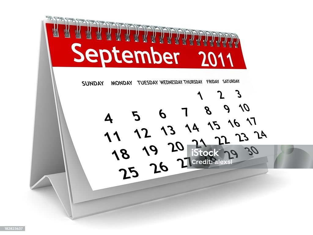 Calendario de septiembre de 2011, serie - Foto de stock de 2011 libre de derechos