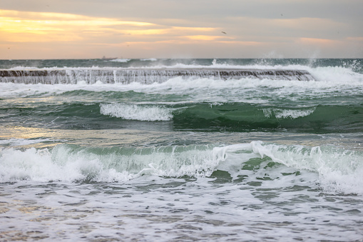 Breaking waves on the sea. \nIstanbul - Turkey.