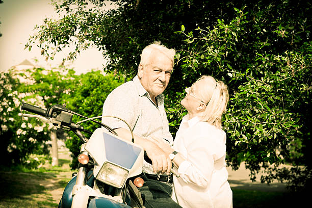 istock Elder couple on motorcycle ride 182823922