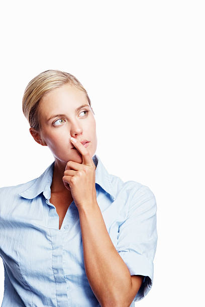 istock Thoughtful young businesswoman looking at copy space 182824223