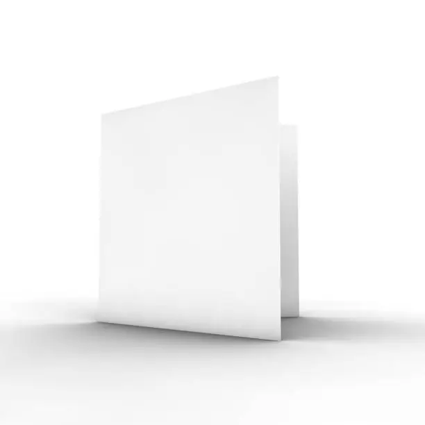 Photo of Blank white bifold brochure on white