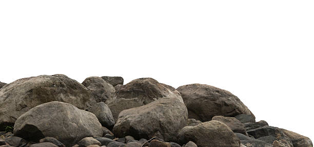 istock Pile of large stones against a white background 182825458