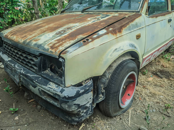 Side of the car was abandoned and rusted