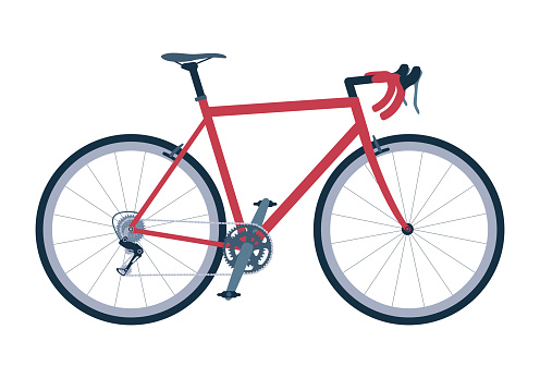 Bike for road race. City bike, classic bicycle, eco-friendly urban transport. Flat vector isolated illustration.